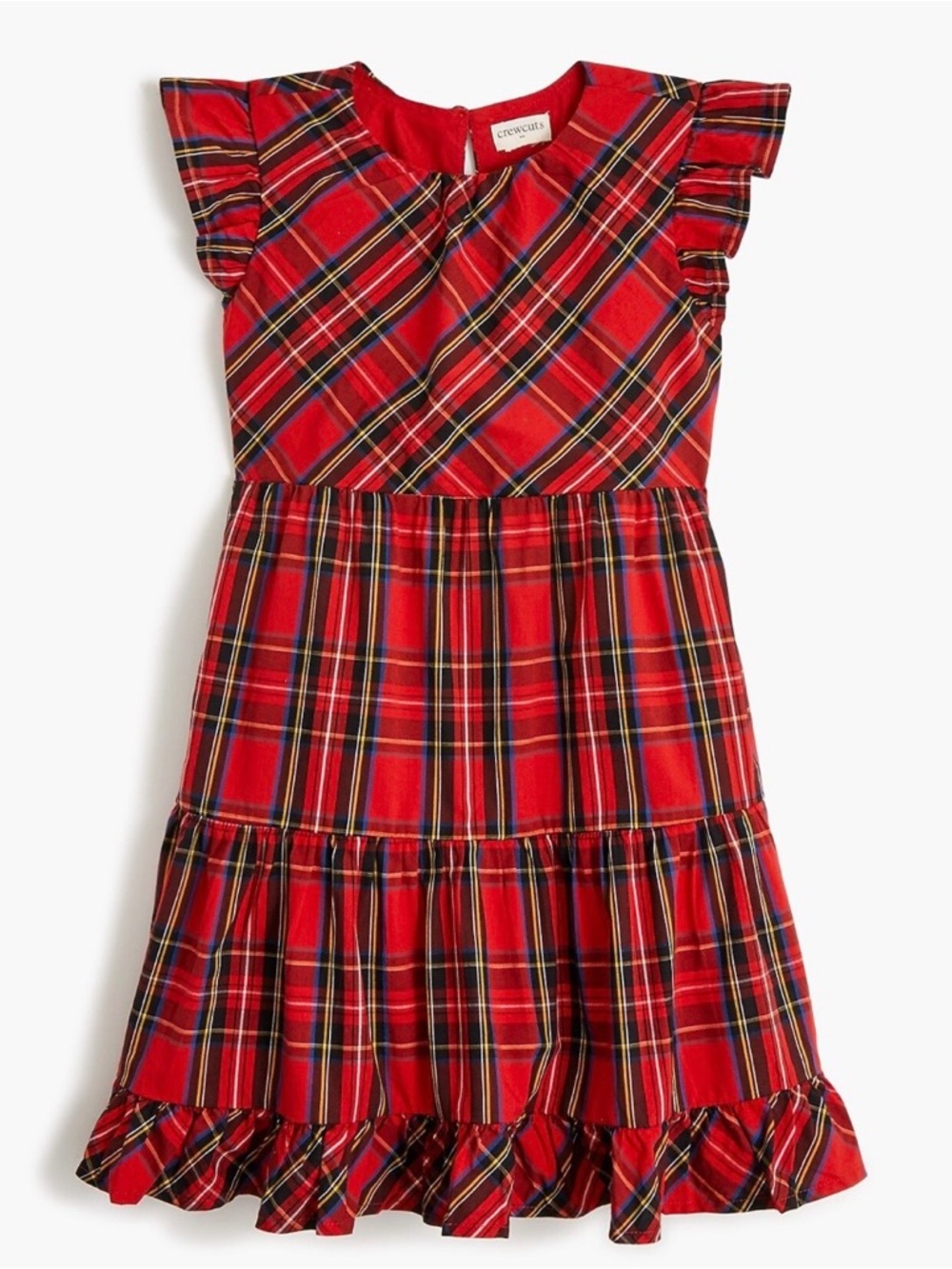 Crewcuts Red Plaid Ruffle-Sleeve Girls Dress